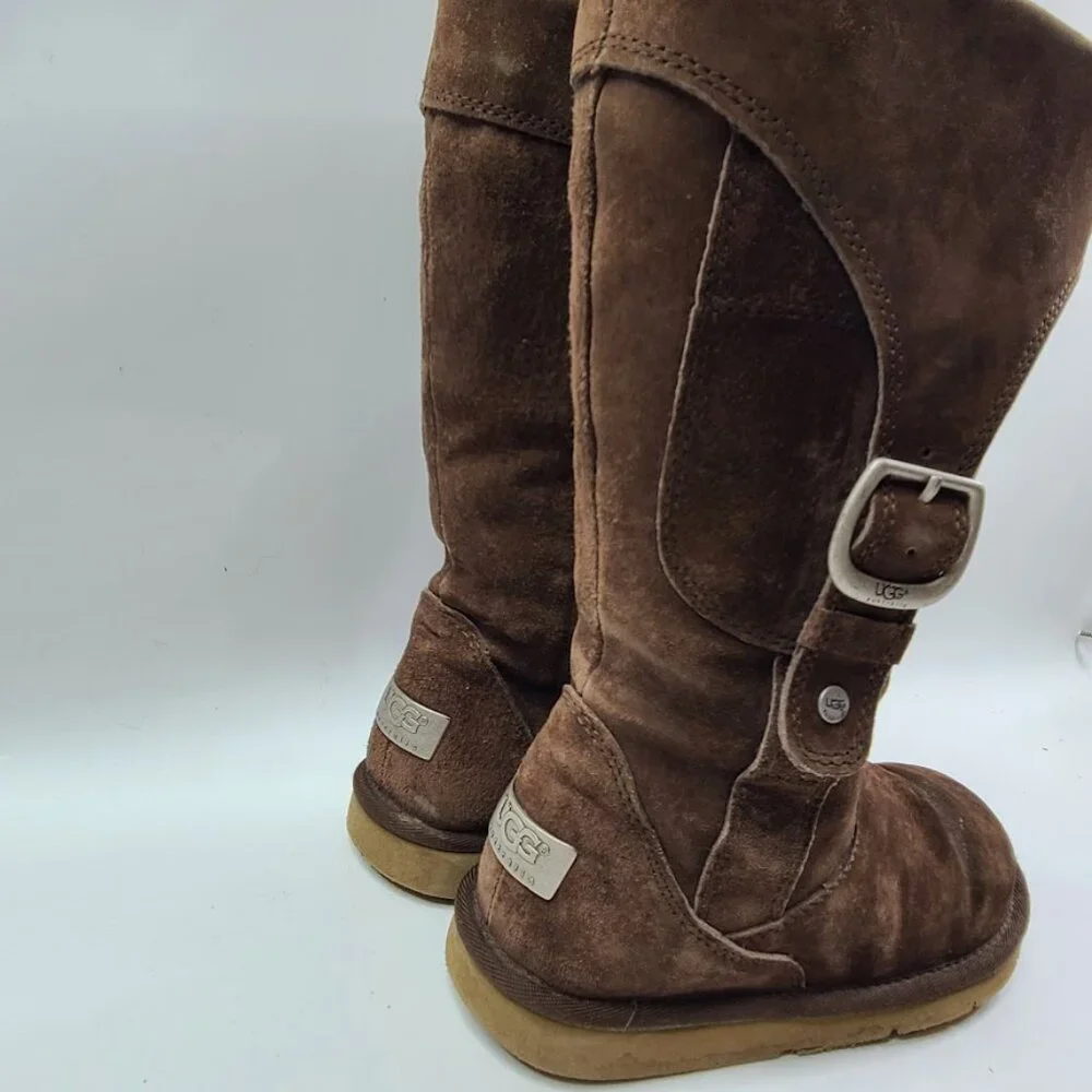 UGG Women's Brown‎ Cargo III 5132 Suede Buckle Mid-Calf Winter Snow Boots Size 6